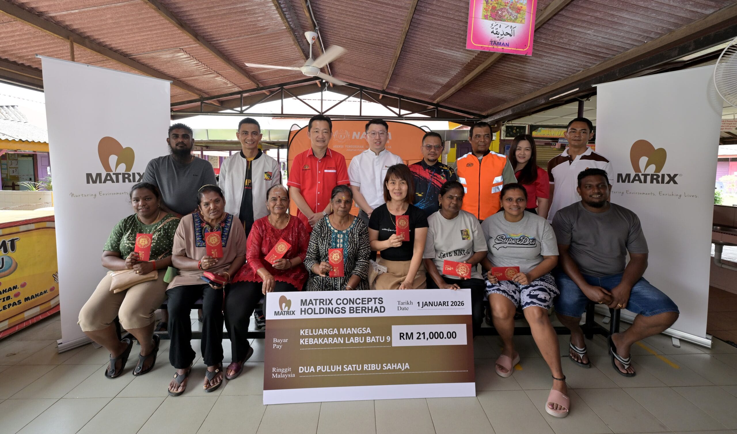 Matrix Concepts donate RM21,000 to help seven families to rebuild their homes after disaster
